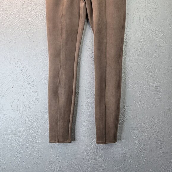 Spanx Legging Pants S Brown Faux Suede Preppy Equestrian Minimalist Pull On - Picture 4 of 14